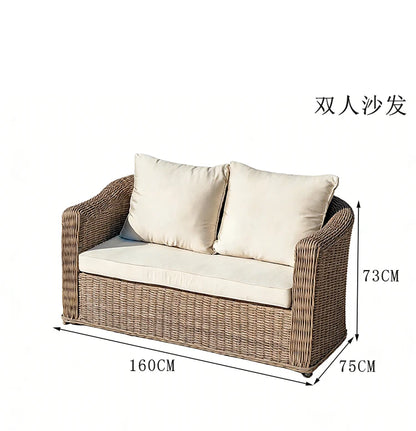 Outdoor rattan sofa combination, courtyard waterproof and sun protection villa, outdoor balcony, leisure furniture combination