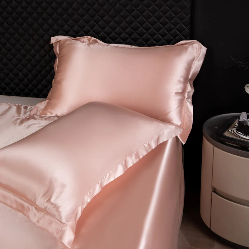 100% Mulberry Silk King Bedding Sets Duvet Cover with Pillowcase Comfortable Bed Sets Linen Sheet Silky Bed Cover Sets