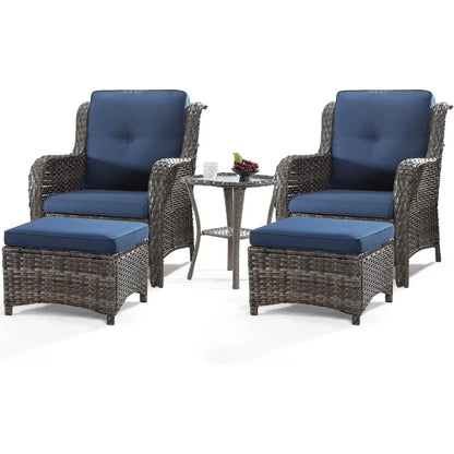 Outdoor Wicker Chair Rattan Patio Dining Chairs PE Wicker Patio Chairs with Seat Cushions