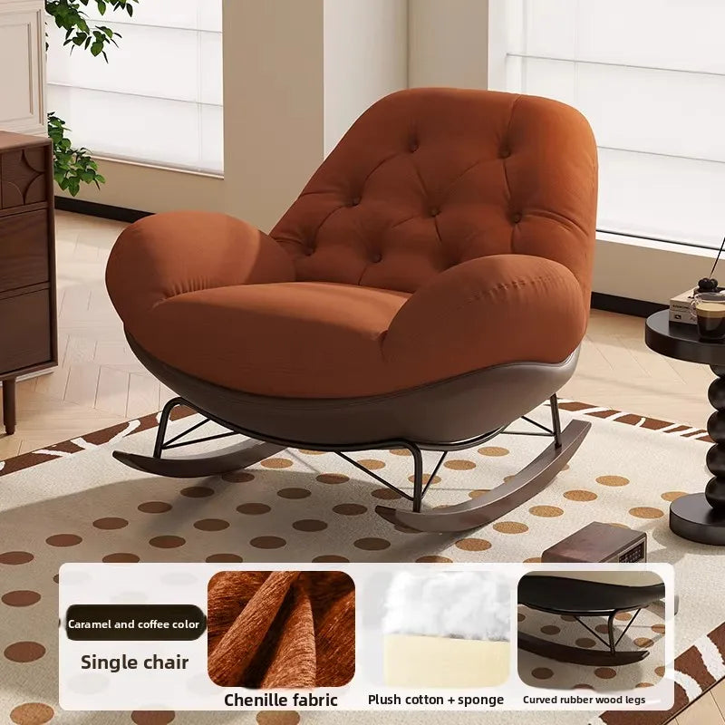 Lazy Sofa Rocking Chair Bedroom Lounge Chair Carefree Adult Living Room Single Balcony Leisure Rocking Chair Recliner Chairs