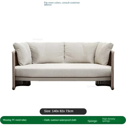 Luxury Rattan Outdoor Sofas Retro Garden Furniture Leisure Home Balcony Patio Set Nordic Rainproof and Sunproof Rope Sofa Chair