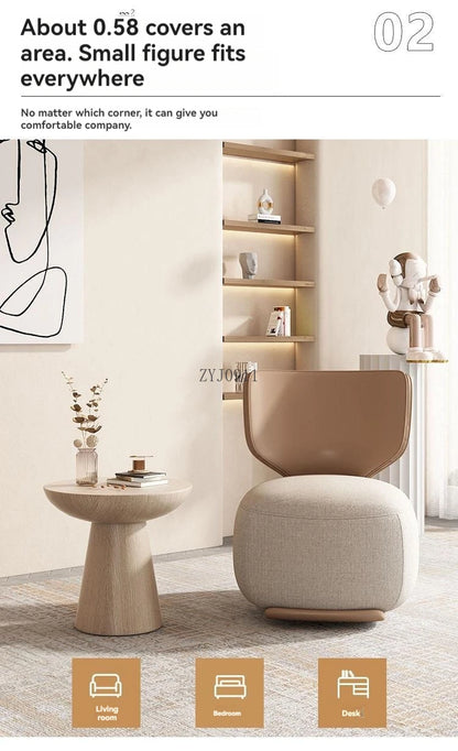 Creative small fabric cover high elasticity sponge filled casual fabric living room chair with wooden backrest