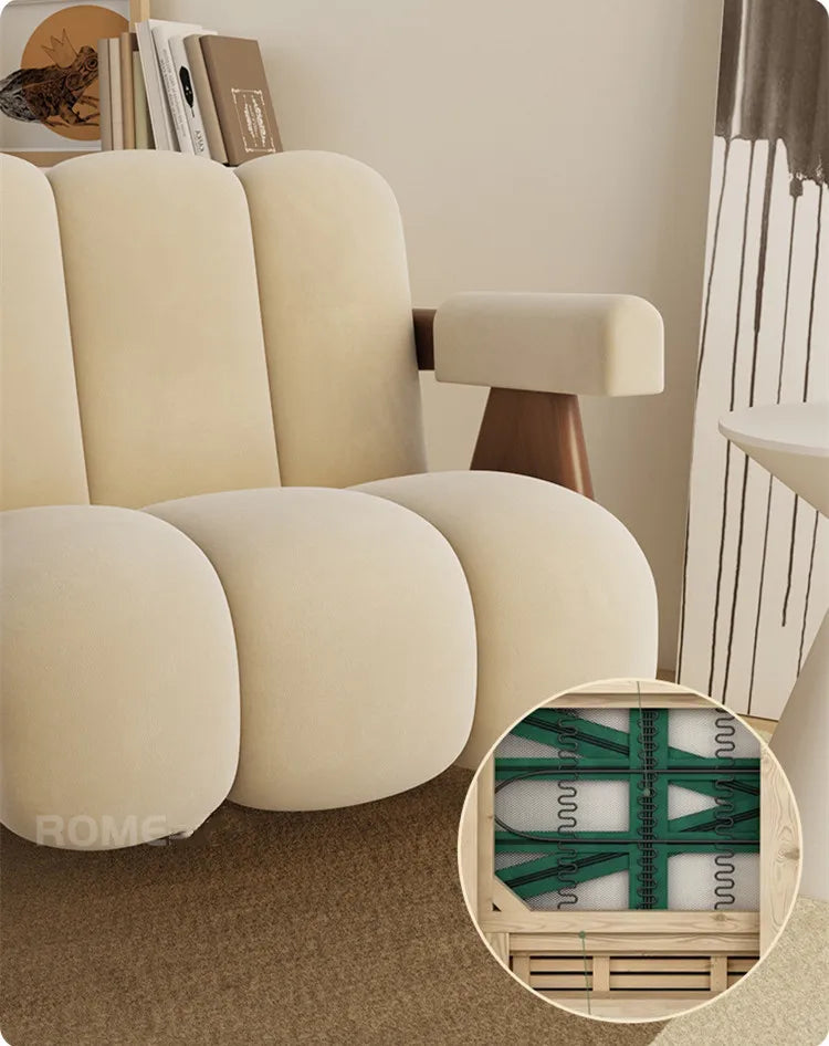 Nordic Wood Living Room Chairs Modern Living Room Sofas Home Balcony Single Leisure Back Armchair Fabric Sofa Chair Furniture