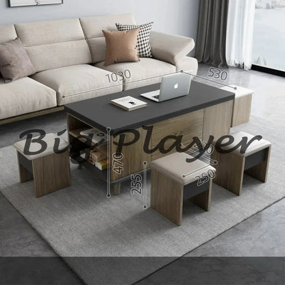 Creative Folding Dining Table Dual-Use Small Apartment Simple Unique Living Room Retractable Lifting Coffee Table Furniture