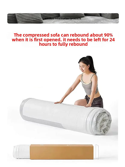 Cashmere corner compression fabric L-shaped block small apartment combination lazy right angle compression sofa