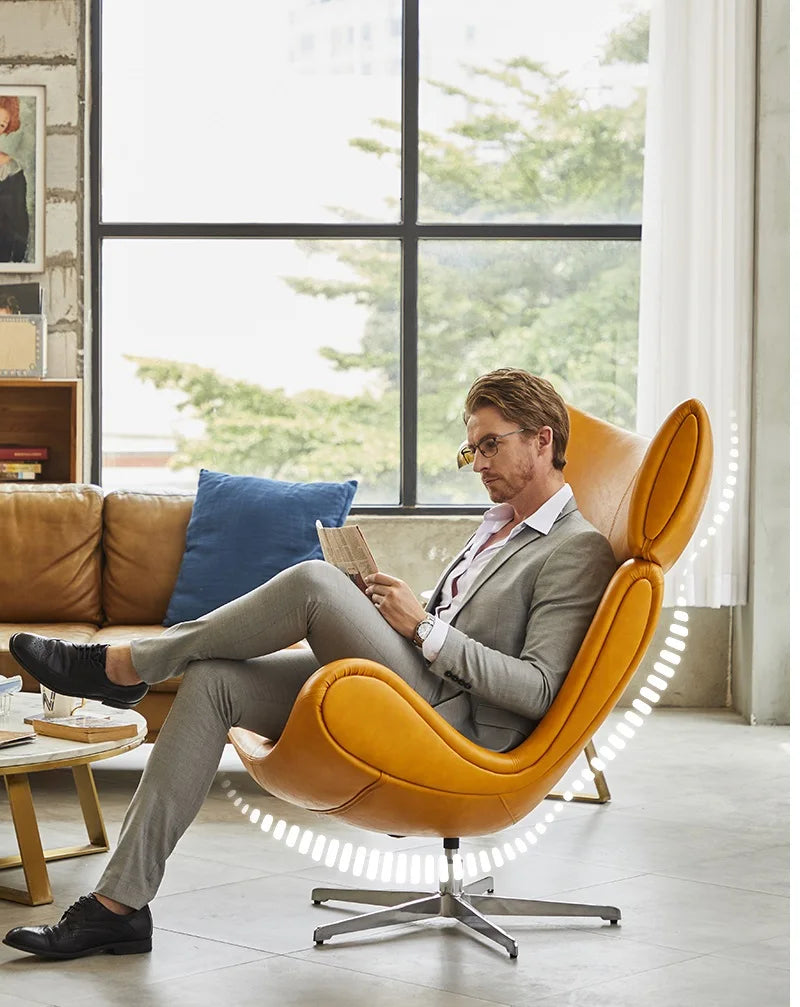 U-BEST European home bedroom leather stainless steel furniture lazy upholstered accent chair Imola chair recliner chair