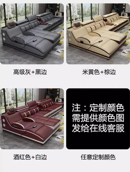 small apartment living room multi-functional massage light luxury Italian first layer cowhide 2024 new