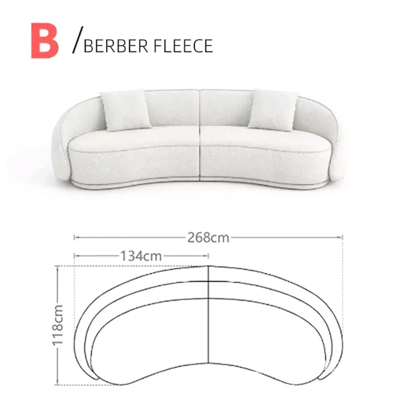 Luxury Nordic Lambswool Sofa Modern Curved Corner Living Room Sofas Stylish Comfort White Large Couch for Home Hotel Furniture