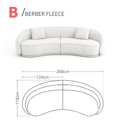 Luxury Nordic Lambswool Sofa Modern Curved Corner Living Room Sofas Stylish Comfort White Large Couch for Home Hotel Furniture