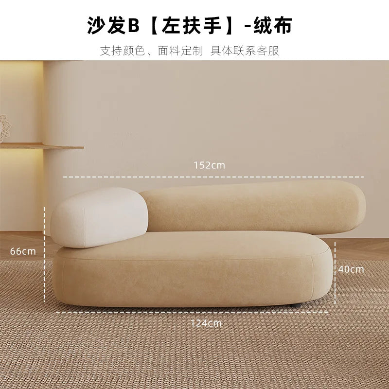 Fabric curved small apartment living room sofa light luxury modern sitting area reception