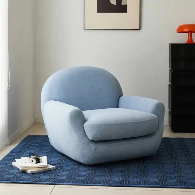 Cream Fabric Lazy Sofa Single Seater Armchair Comfort Accent Furniture for Living Room Bedroom