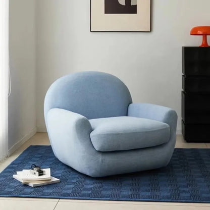 Cream Fabric Lazy Sofa Single Seater Armchair Comfort Accent Furniture for Living Room Bedroom