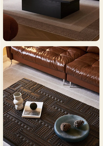 Retro coffee table light luxury high-end sense solid wood carving flower home living room minimalist 1.6 meters high-end