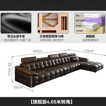 Modern Luxury Sofa Head Layer Leather Living Room Sofas Three Seat Couch Armchair Straight Row Chaise Lounges Home Furniture