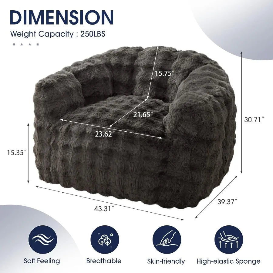 Giant Bean Bag Chair Oversized for Living Room or Bedroom Relaxation with Premium Memory Foam Filler and Durable Fabric Cover I