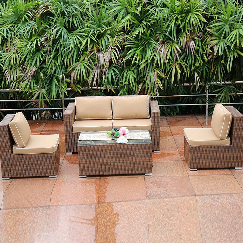 Outdoor Open-air Garden Sofas Hotel Backrest Modern Leisure Garden Sofas Balcony Pe Rattan Furniture Sofá Do Jardim MHHYSF
