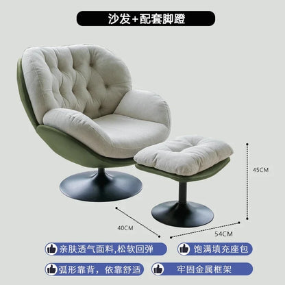 Ergonomic Reclining Chair for Living Room, Grey Nordic Style, Back Support, Rotating Footrest, Luxury Decoration