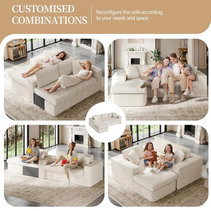 105" Boneless Couches for Living Room, Sectional Couches Modular Sofa with L-Shaped Chaise, Memory Foam Comfy Cloud Couch