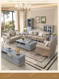 Solid wood leather sofa combination living room simple whole house furniture