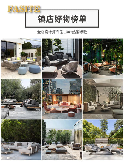 Villa Swimming Pool Outdoor Sofa Courtyard Garden Balcony Large Round Bed Beach Outdoor Lounger Champagne Gold