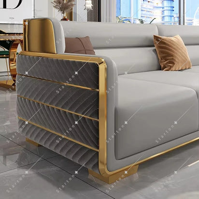 Starton Furniture Italy Design Living Room Couch Luxury Brown Genuine Leather Single Two Three Seater Sectional Sofa Set