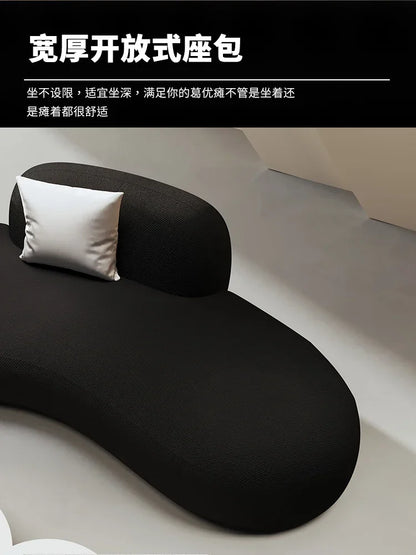 curved sofa, small apartment special-shaped black beauty salon hall, clothing store office rest area reception and negotiation