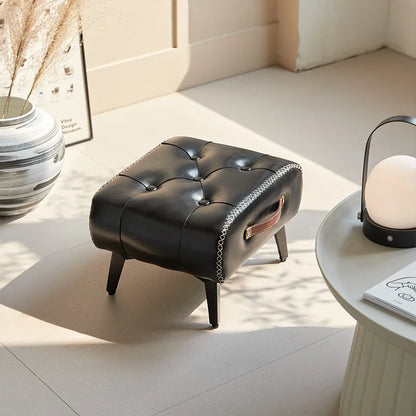A square leather stool, living room stool, sofa footstool, home decoration, light luxury American, Italian, home decoration