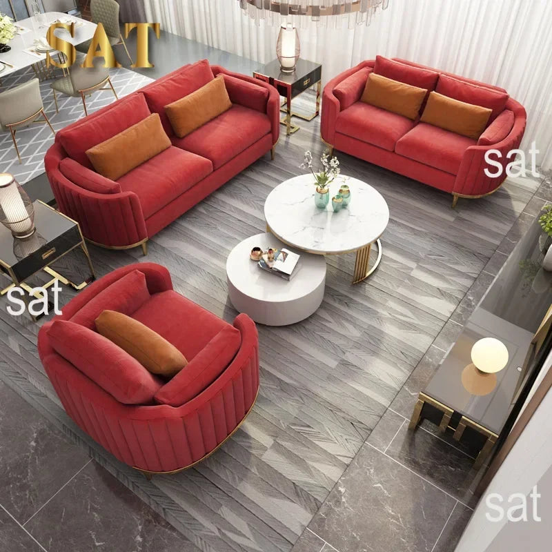 Dubai Luxury Fabric Sofa Set Living Room Couch Furniture Curved Home Sofa Set 1+2+3
