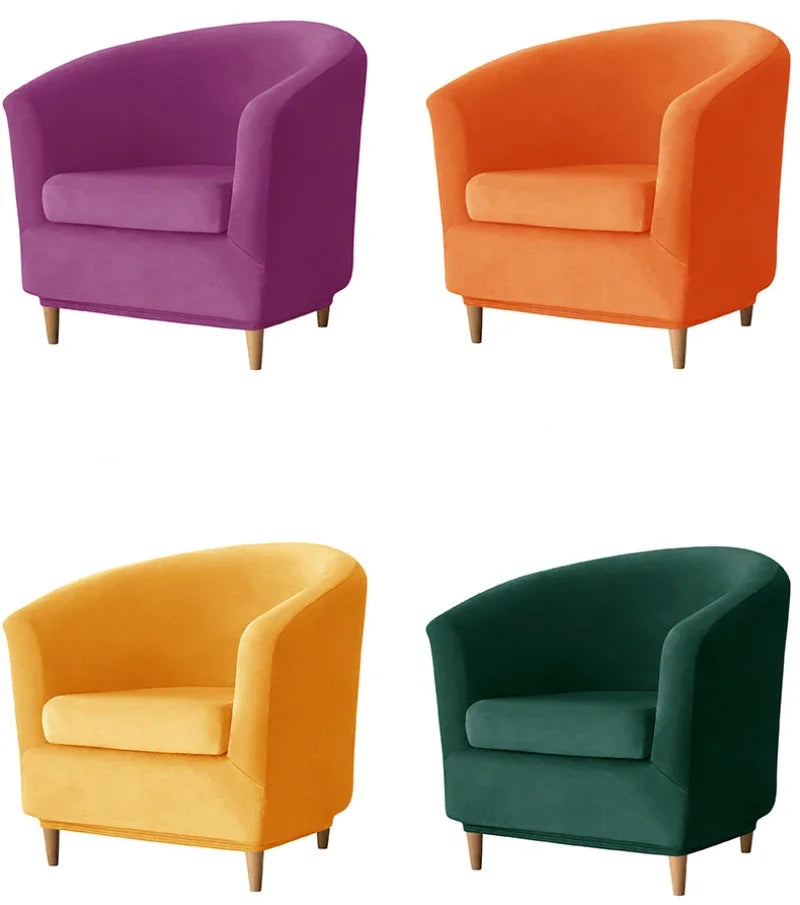 Velvet Sofa Cover Single Sofa Cover for Living Room Elastic Solid Color Armchair Slipcover for Bar Home Counter with Seat Covers