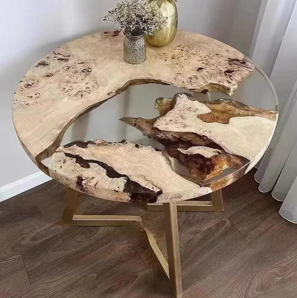 Walnut Kitchen Home Furniture Factory Direct Cafe Coffee Solid Restaurant River Epoxy Dining Table