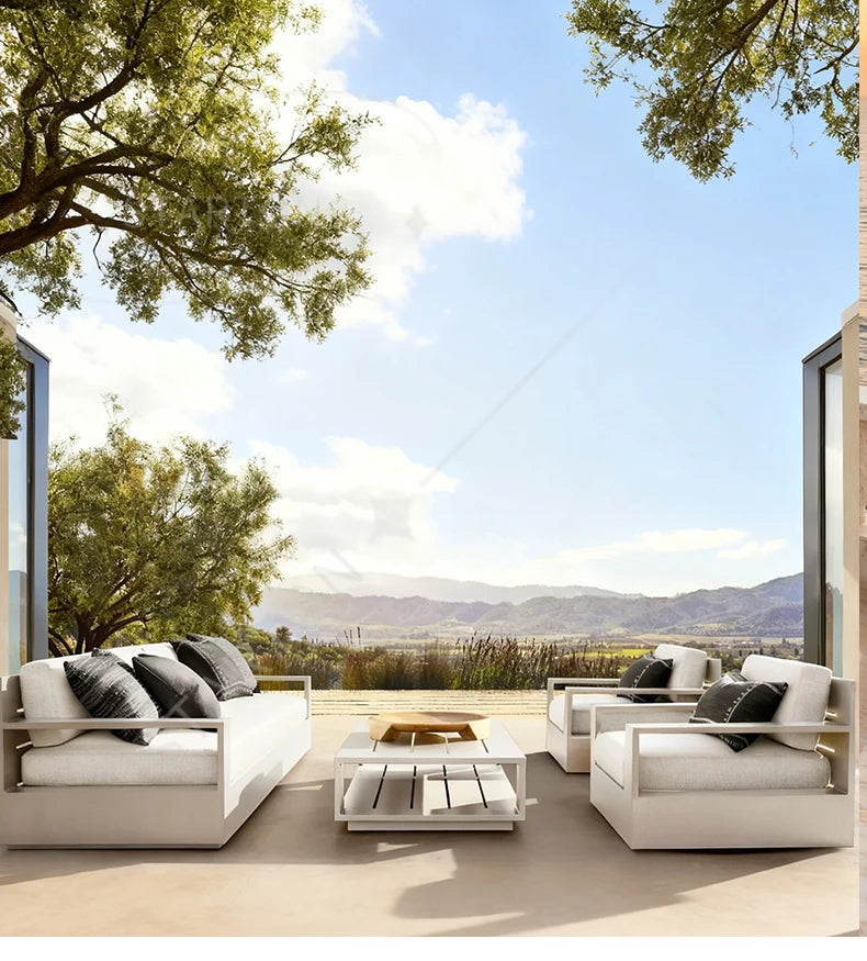 Aluminum Outdoor Sofa Set Furniture Metal Modern Furniture Patio Villa Sofa Set Sofas Luxury Outdoor Furniture