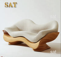 Curved Garden Furniture Living Room Wooden Sofa Sets Solid Wood Patio Sofa