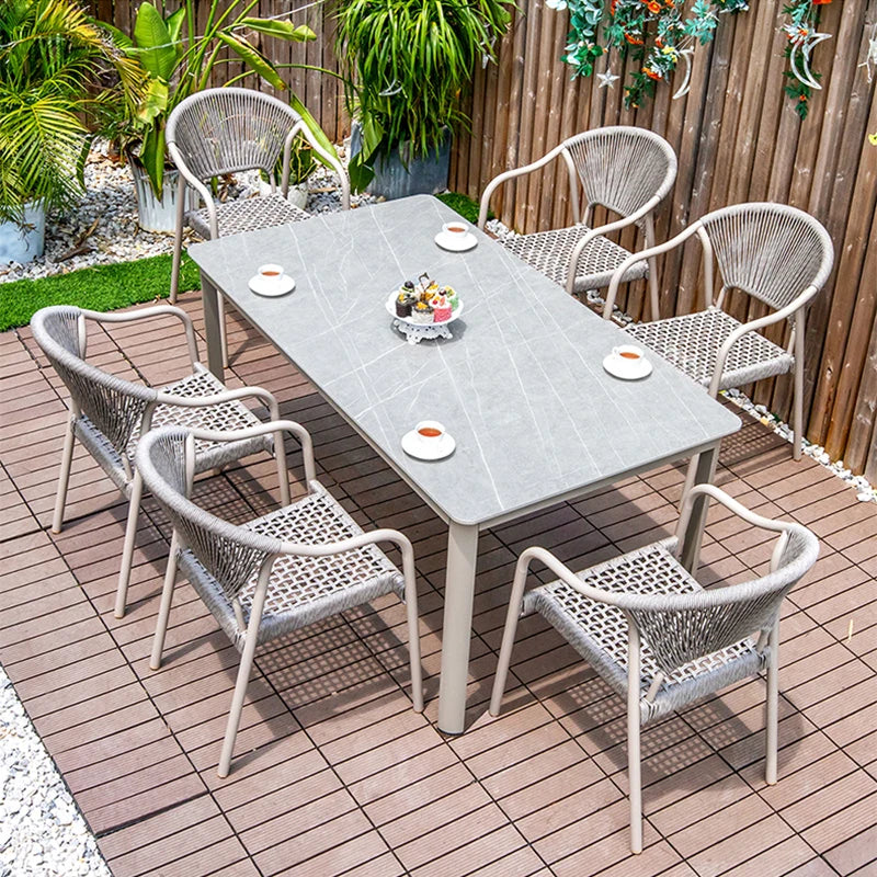 Aluminum Frame Outdoor Chairs Set of 2 PE Rope Patio Chair All Weather Bistro Chair Garden Chair for Hotel Restaurant Backyard
