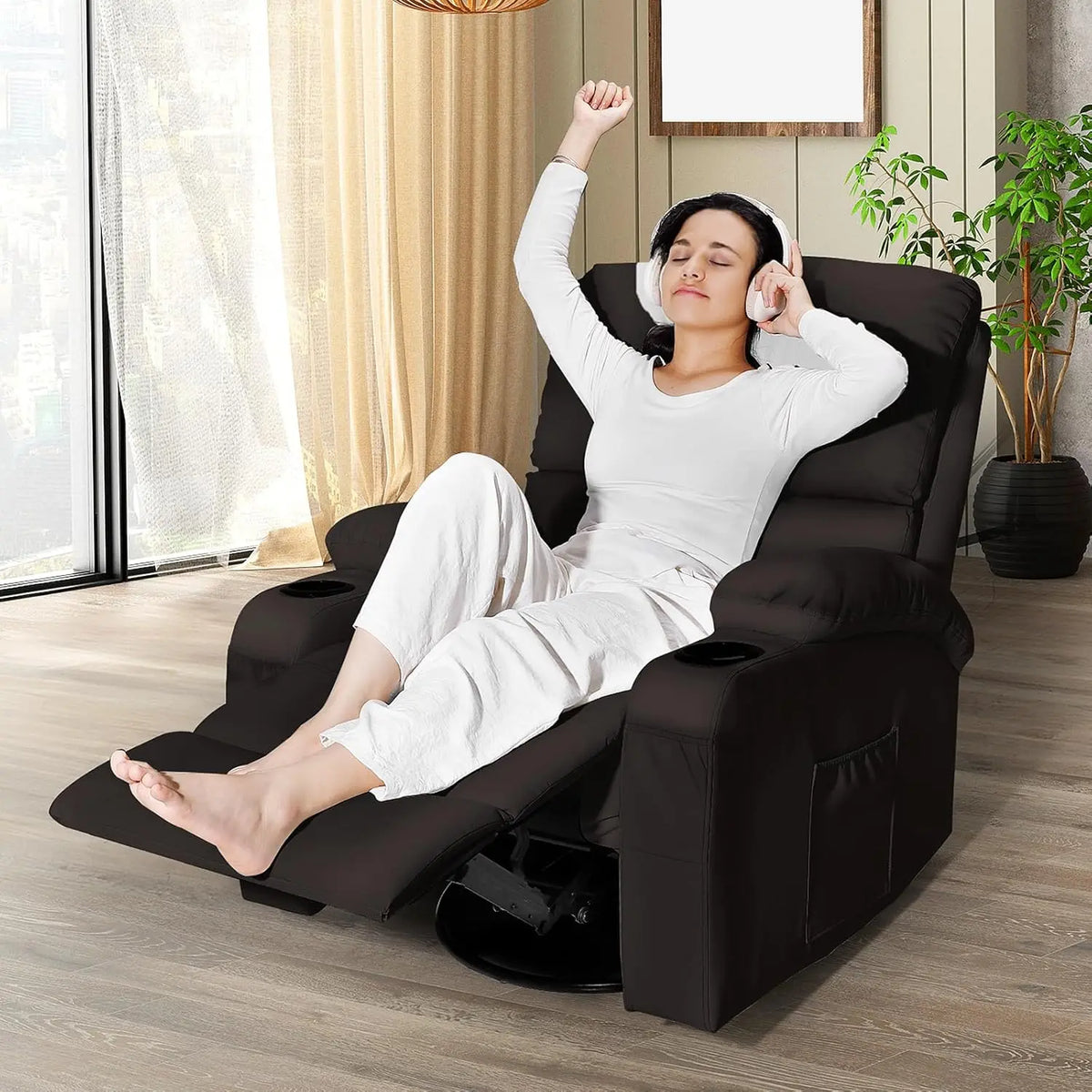 Rocking Recliner Chair, Massage Rocker Recliner Chair with Vibration Massage and Heat,360° Swivel Recliner Chairs,, Customized
