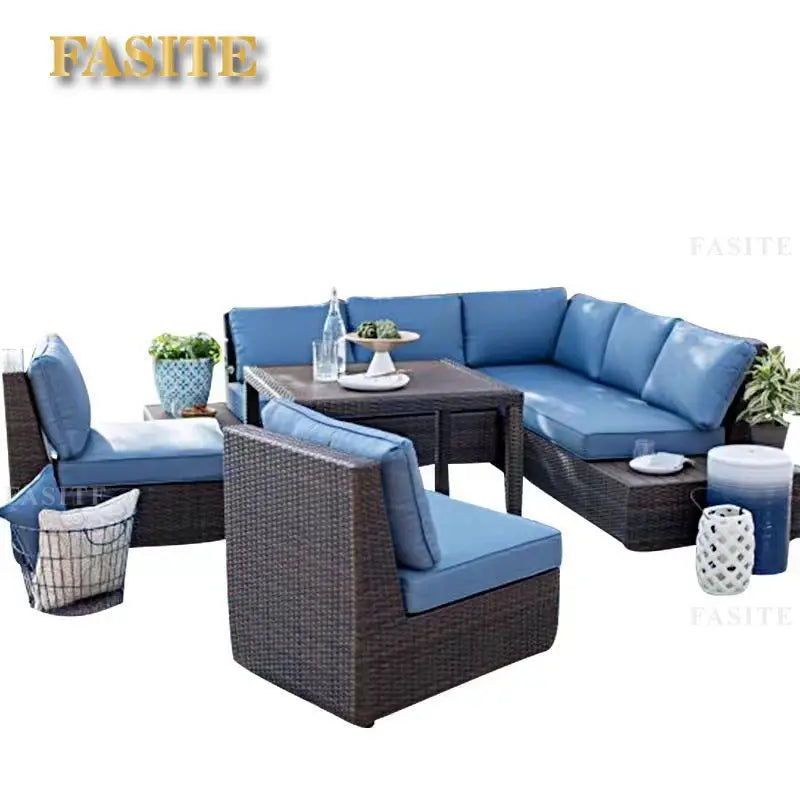 Outdoor sofa courtyard rattan garden hotel sales office sun room balcony outdoor coffee table furniture combination