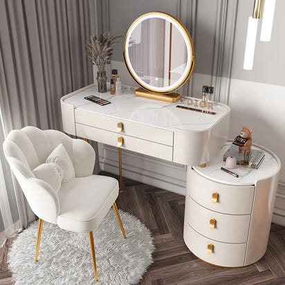 Solid wood new dresser glass bedroom modern simple style light luxury Internet celebrity small makeup table rock slab makeup