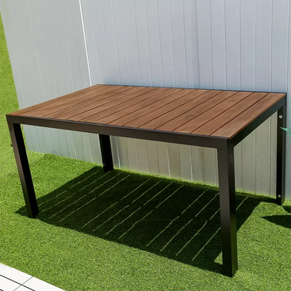Metal Backyard Table Outdoor Table Garden Table Large 150cm Patio Table Wood-plastic Waterproof Table Room Kitchen Hotel Terrace
