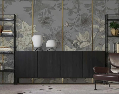 MU8963 Nordic ins hand-painted retro plant European country style interior background wall wallpaper