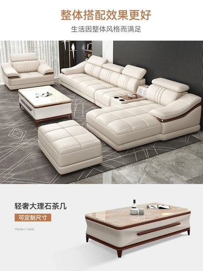 Modern simple living room size apartment combination leather art sofa furniture
