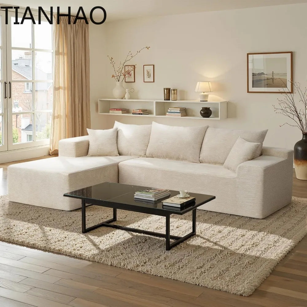 Cloud Sectional Couch with L-Shape Chaise,Modern Modular Sofa with Deep Seat, Upholstered Couches for Living Room Bedroom,No Ass