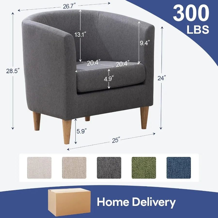 Modern Comfy Accent Barrel Chair with Armrest for Living Room Bedroom Reception Room or Cafe Soft Padded Design for Cozy Relaxa