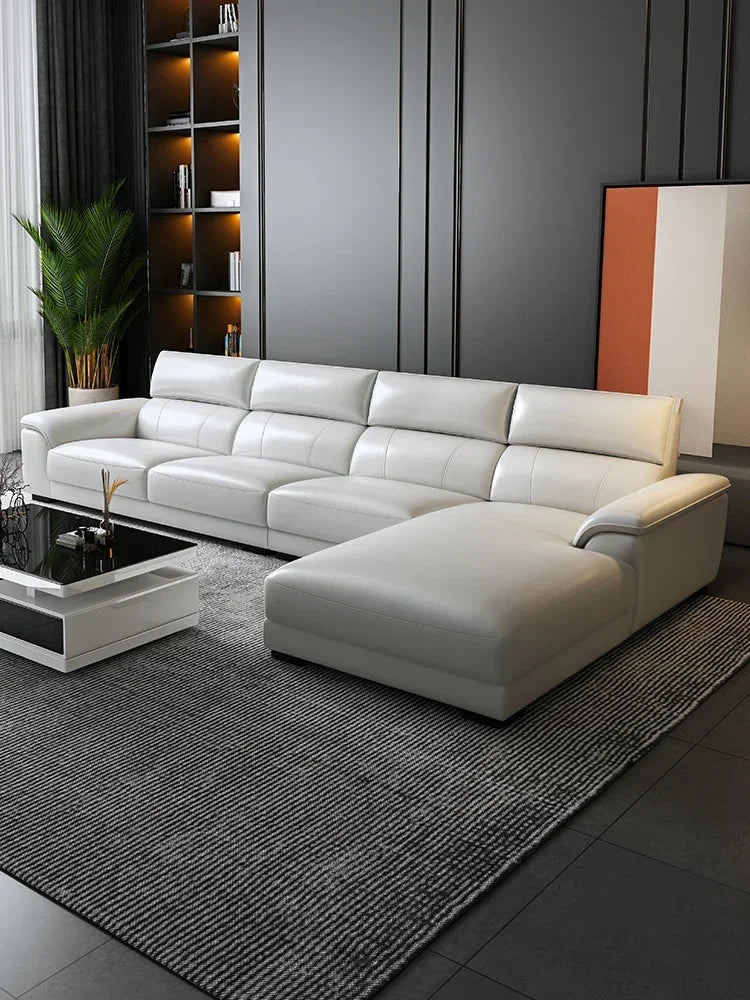 Italian style leather sofa size modern simple high-end cowhide living room sofa set living room combination sofa furniture