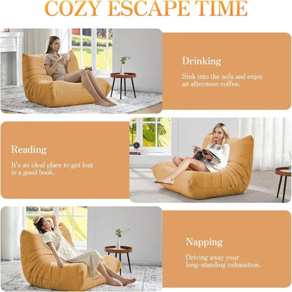 Large Comfy Bean Bag Chairs for Adults with Memory Foam Interior Ergonomic Design Ideal for Relaxation in Living Room Bedroom D
