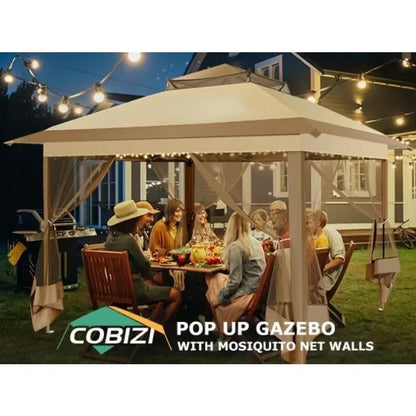 Pop Up Gazebo Canopy Tent, Outdoor Screened Gazebo Shelter with Mosquito Net, Carpas para Patio, Shade for Lawn, Garden, Backya