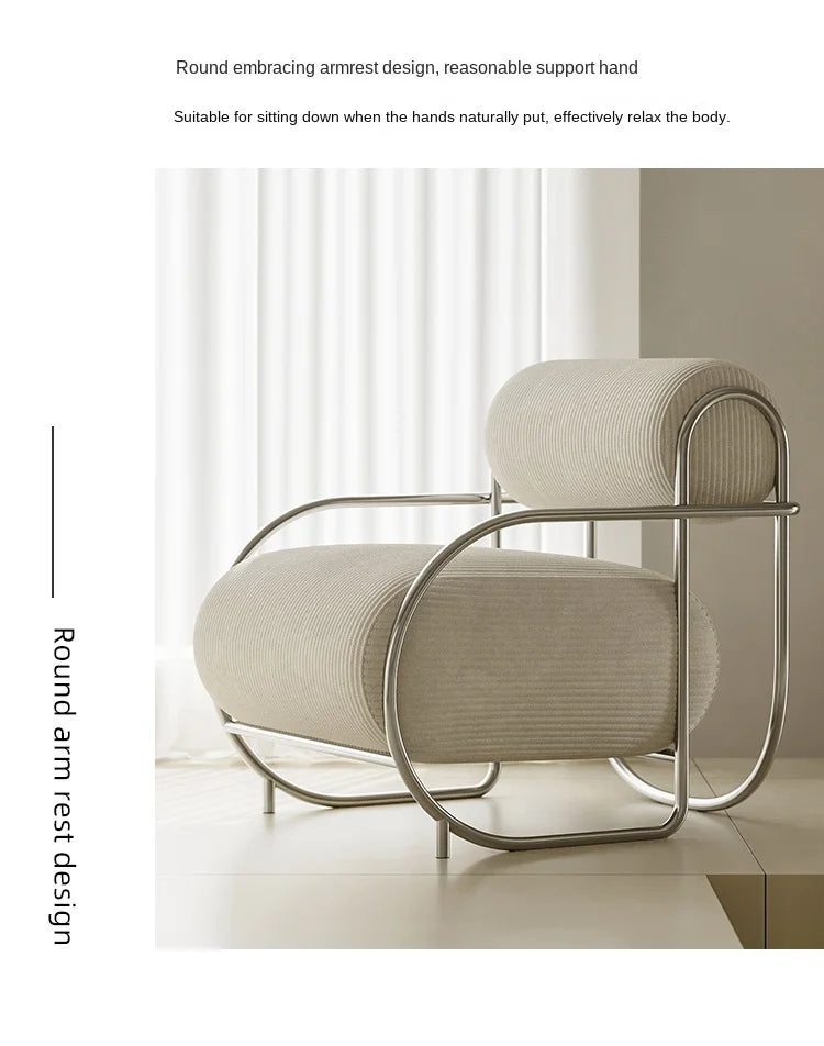 Antique Designer Single Sofa Chair Modern Simple Creative Leisure Chair Living Room Balcony Stainless Steel Leisure Chair