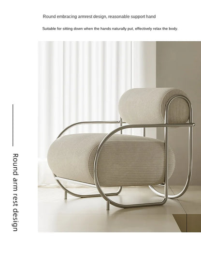 Antique Designer Single Sofa Chair Modern Simple Creative Leisure Chair Living Room Balcony Stainless Steel Leisure Chair