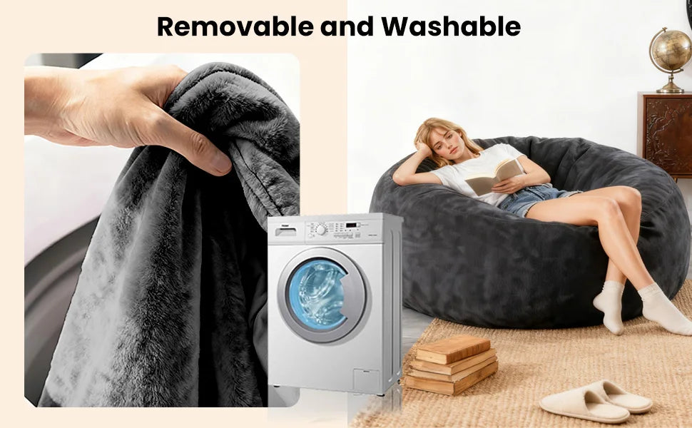 Bean Bag Chair for Adults,6FT Oversize Floor Bean Bags Offers Ample Space for Adults,Memory Foam Giant Bean Bags,Lounger Versati