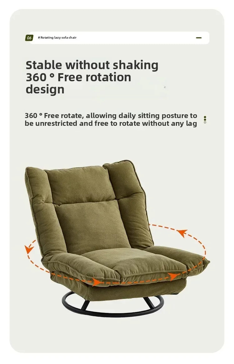 Household Goods New Rotating Sofa Chair, Living Room Balcony Fabric Lazy Sofa Backrest Rotating Leisure Chair Swivel Chair