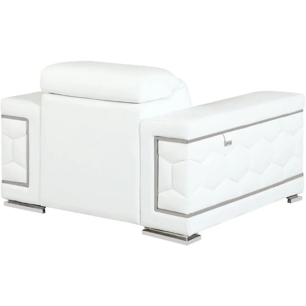 Furniture Usry Top Grain Italian Leather Set with Multi-Position Adjustable Headrests, Elegant Contemporary Design