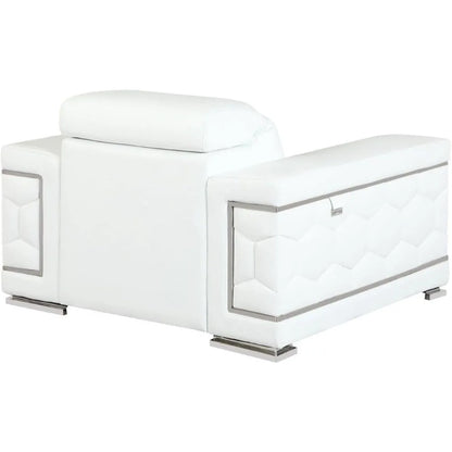 Furniture Usry Top Grain Italian Leather Set with Multi-Position Adjustable Headrests, Elegant Contemporary Design